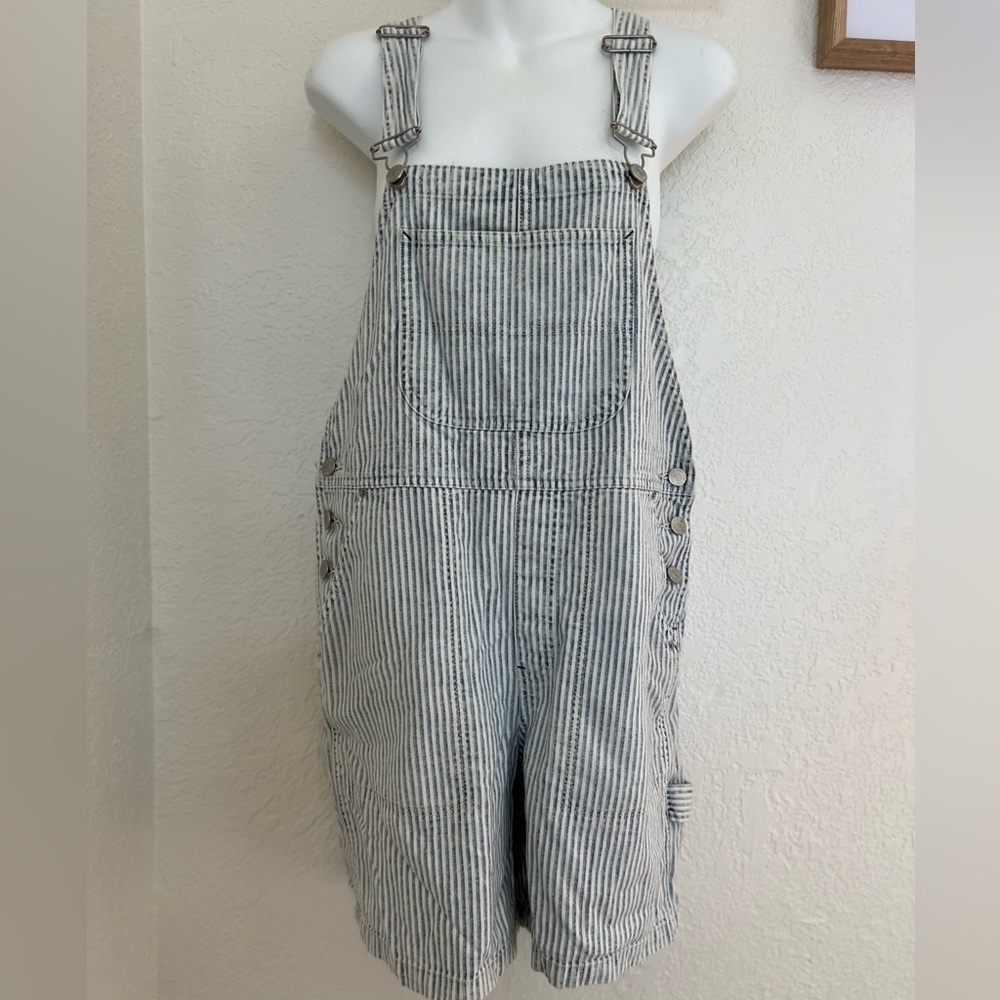 BDG Urban Outfitters Striped Women Jeans Overalls, Blue and White, Medium